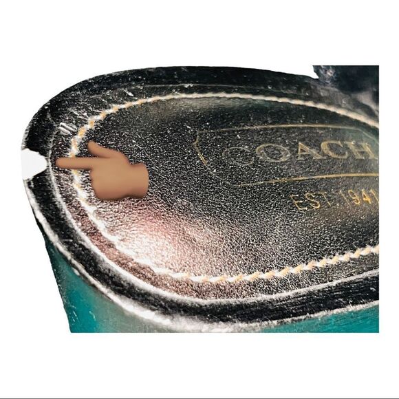 COACH RENAE CRINKLE PATENT SILVER STUD PLATFORM PEEP TOE SANDALS SIZE 6.5 Black - Picture 9 of 9